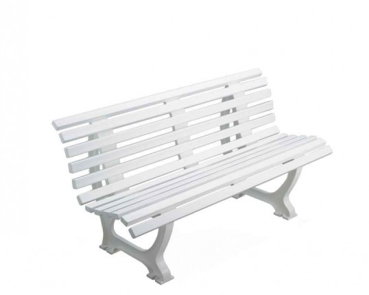 Comfortabele bank met rugleuning, kleur: wit, 150 cm.